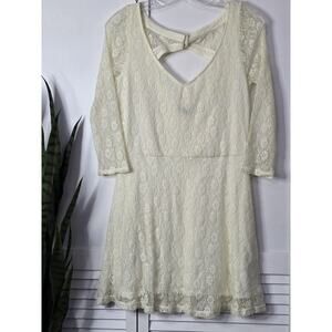 American Eagle Ivory Lace Open Back Fit Flare Dress M Feminine Cottagecore